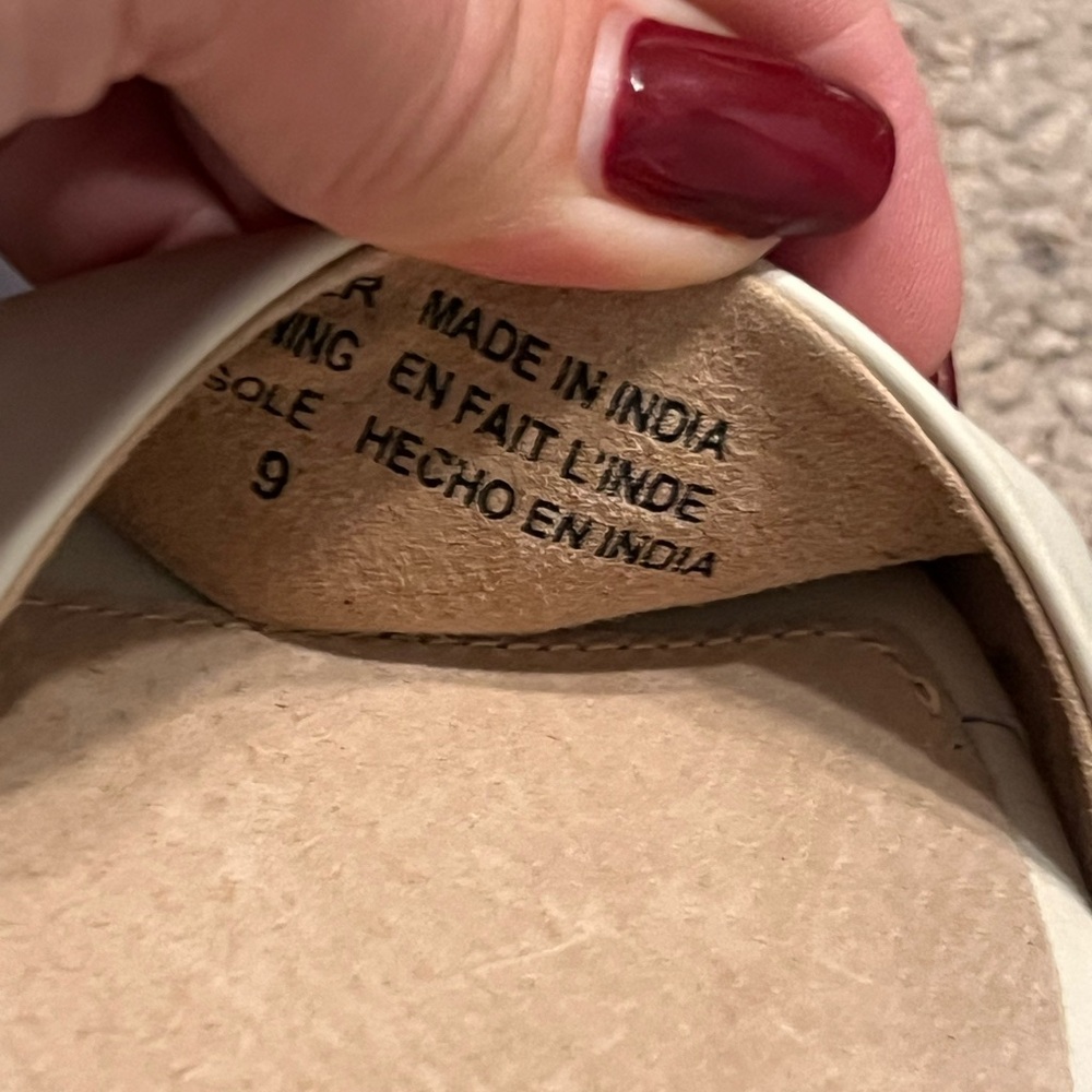 Seychelles Leather Cork Wedge Sandals White Platform Sandal Size 9 Coastal Chic - Picture 9 of 9